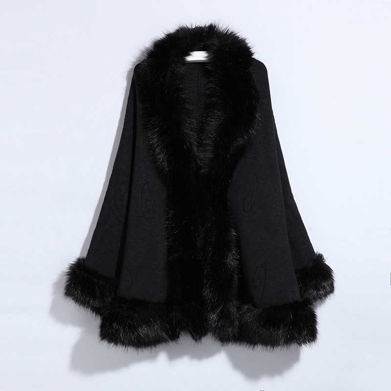 Faux Fur Collar Shawl