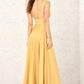 Gold V Neck Sleeveless Slit Maxi Bridesmaid Dress