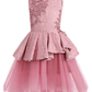 A-Line Pink Lace Appliqued Sleeveless Kids Party Dress