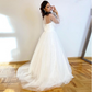 White Long Puff Sleeves Wedding Dress