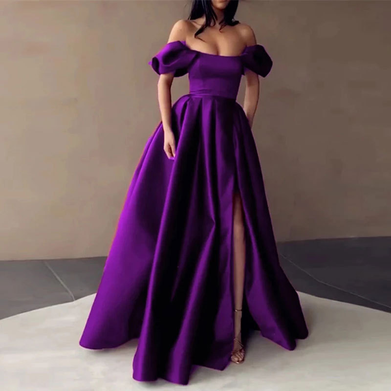 Off Shoulder Long Split Leg Evening Dress