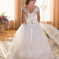 White Lace Jewel Neck Sleeveless Kids Wedding Dress