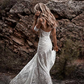 Ivory Lace Off-Shoulder Brush Train Long Wedding Dress