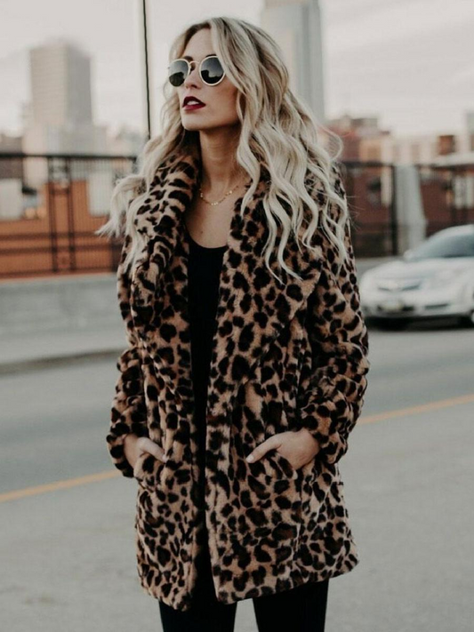 Faux Fur Leopard Print Coat