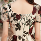 Floral Embroidered V Neck Short Evening Dress