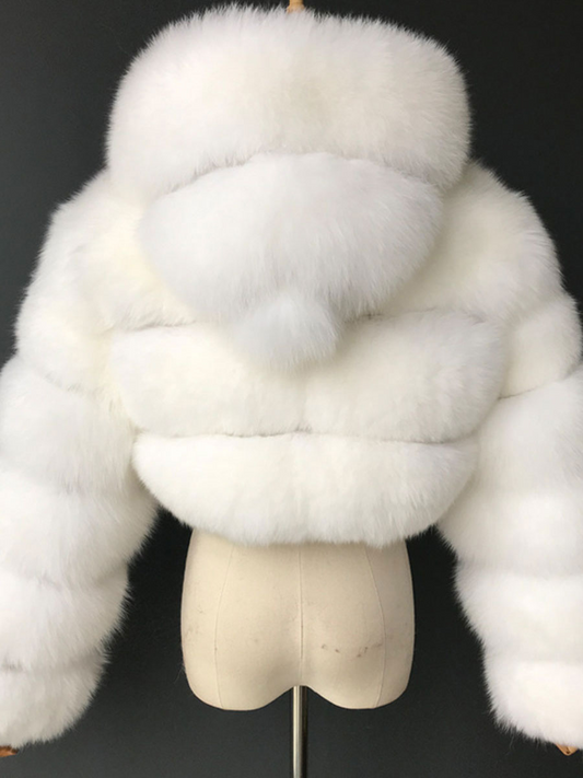 Faux Fur Hooded Bubble Coat