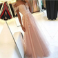 Ivory Pink Off Shoulder Embroidered Evening Dress