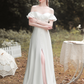 White Satin Off-Shoulder Long Slit Wedding Dress