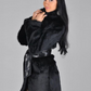 Black Faux Fur Belted Coat