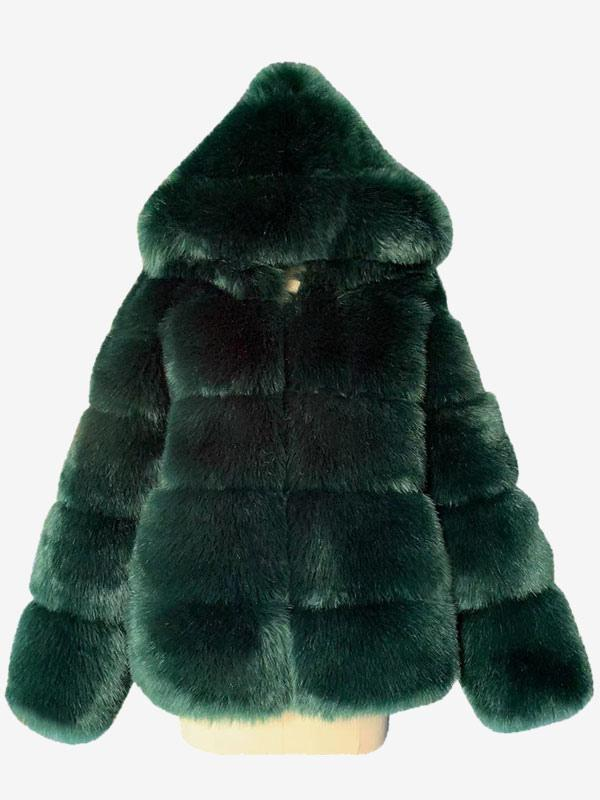 Faux Fur Hooded Short Coat