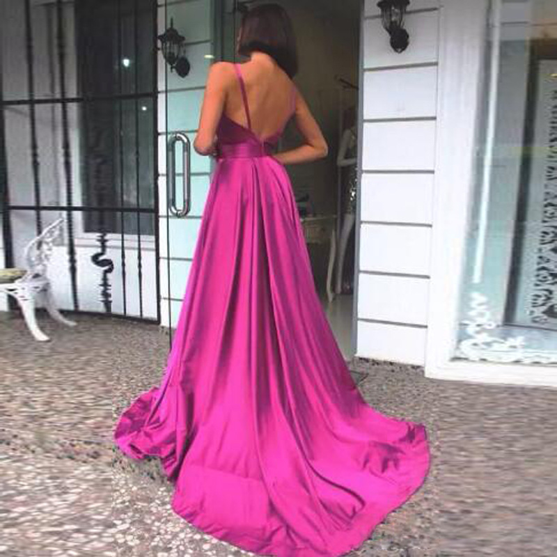 Purple Satin Sleeveless Bridesmaid Dress