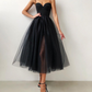 Black Spaghetti Strap Sheer Mesh Evening Dress