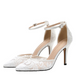 Ivory Satin and Lace Pointed Toe Court Shoes