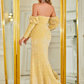 Sequin Off-Shoulder Full Sleeves Long Evening Dress