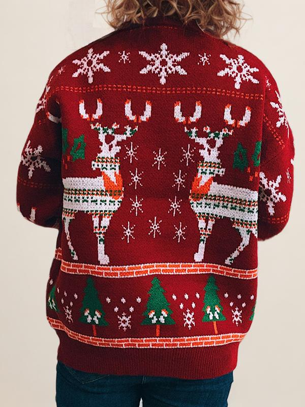 Pullover Crochet Christmas Printed Sweatshirt