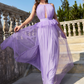 Mesh Sleeveless Long Slit Prom Dress