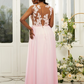 Lace Embroidered Sleeveless Maxi Bridesmaid Slit Dress