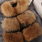 Women Camel Sleeveless Faux Fur Vest