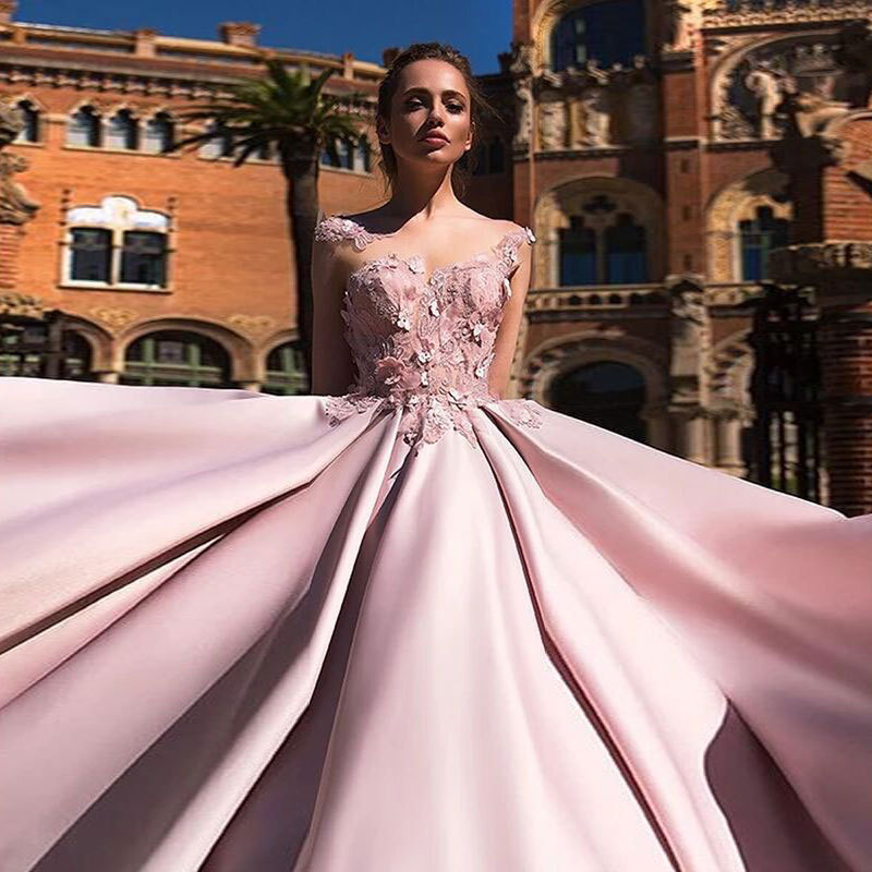 Pink Sleeveless Long Pleated Evening Dress