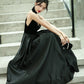 Black Satin V-Neck Spaghetti Straps Velour Floor-Length Bridesmaid Dress