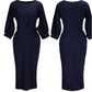 Navy Formal Knee-Length Bridesmaid Dress