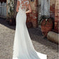 White Lace Illusion Neckline Sleeveless Mermaid Wedding Dress