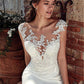 White Lace Illusion Neckline Sleeveless Mermaid Wedding Dress