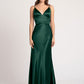 Satin Matte Deep V-Neck Sleeveless Floor-Length Bridesmaid Dress