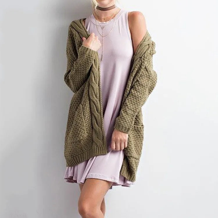 Women's Long Sleeves Cardigan Knitted Loose Sweater