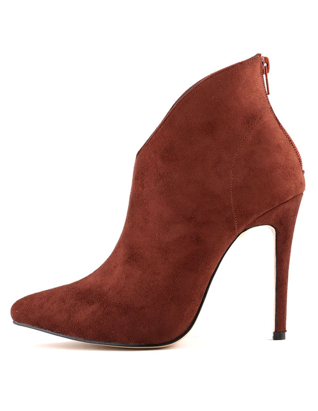 Suede Pointed Toe High Heel Ankle Boots