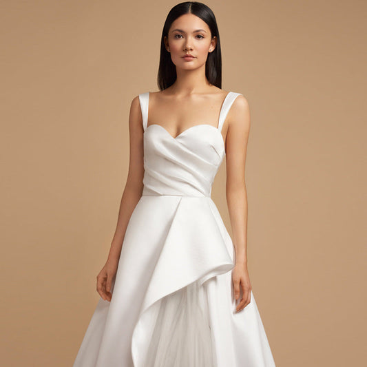 White Thin Strap Evening Dress