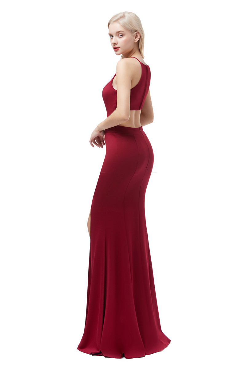 Simple Sleeveless Fishtail Long Evening Dress