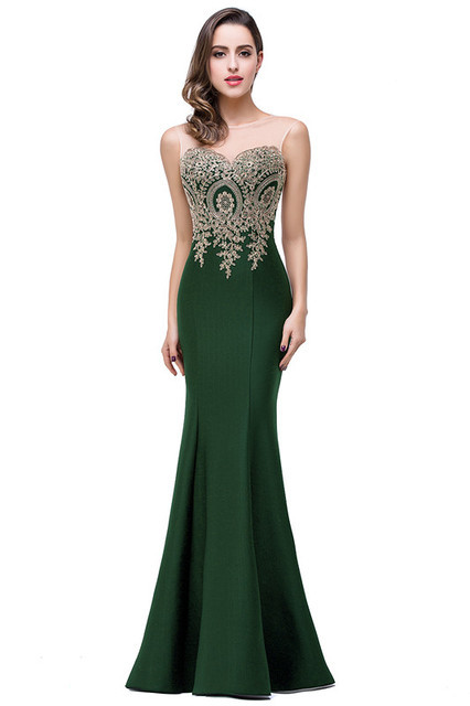 Embroidered Sleeveless Mermaid Long Evening Dress