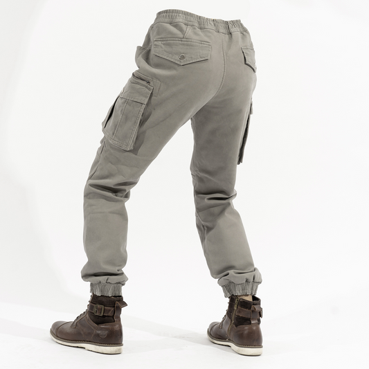 Gray Elastic Waist Riding Motorcycle Jeans