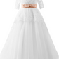 White Lace Off-Shoulder Short Sleeves Kids Wedding Dress