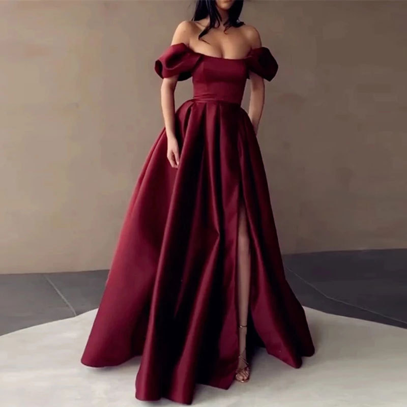 Off Shoulder Long Split Leg Evening Dress