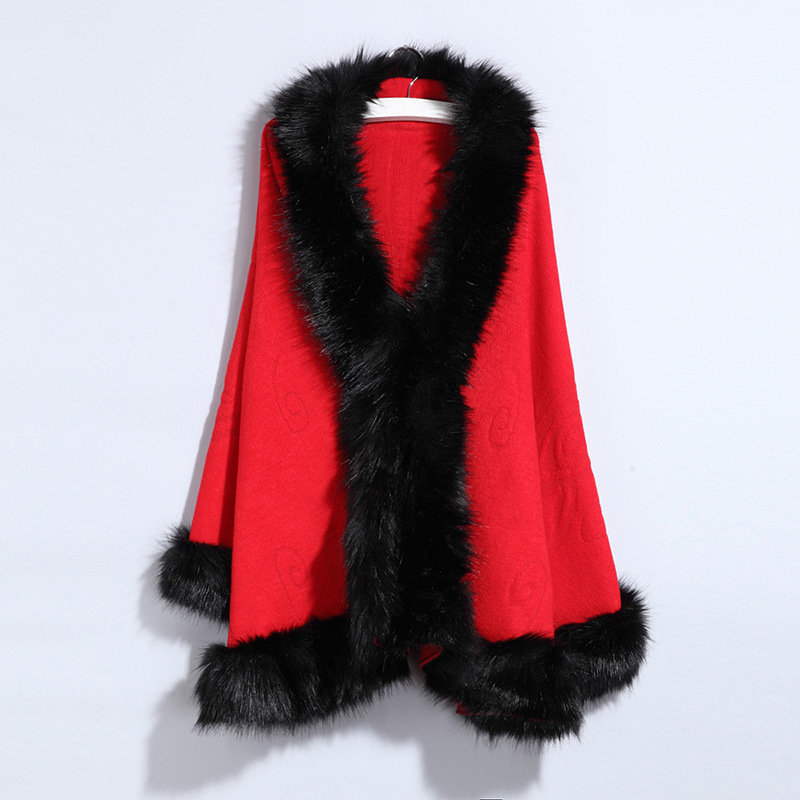 Faux Fur Collar Shawl