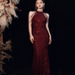 Sequin Sleeveless Fishtail Long Evening Dress