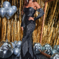 Sequin Strapless Long Sleeves Mermaid Prom Dress