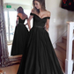 Satin A-Line Off-Shoulder Sleeveless Evening Dress