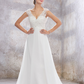 White A-Line Applique Beaded Sleeveless Long Wedding Dress