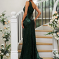 Sequin Oblique Shoulder Sleeveless Maxi Bridesmaid Dress