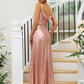 Sequin Spaghetti Strap Sleeveless Maxi Bridesmaid Dress