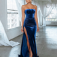 Strapless Sleeveless High Slit Long Prom Dress