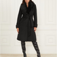 Women's Coat with Detachable Fur Collar