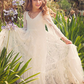 Lace Ivory V Neck Flare Sleeves Kids Party Dress