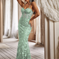 Lace Appliqued Backless Maxi Bridesmaid Dress