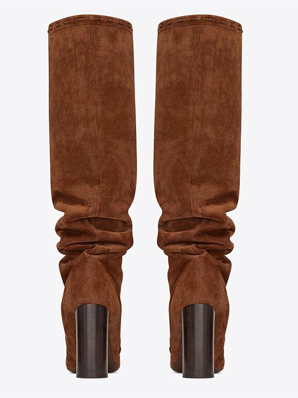 Suede Knee-High Slouch Boots