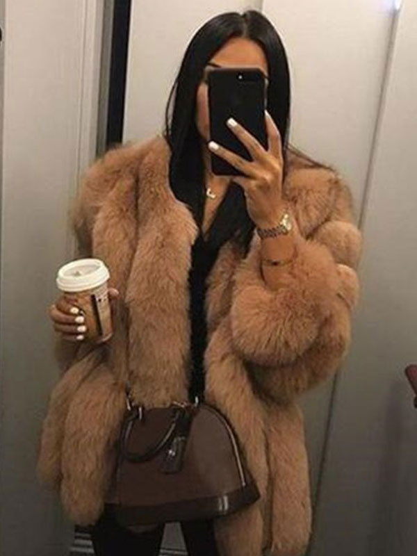 Faux Fur Full Sleeves Bubble Coat