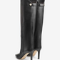 Black Pointed Toe High Heel Knee Boots